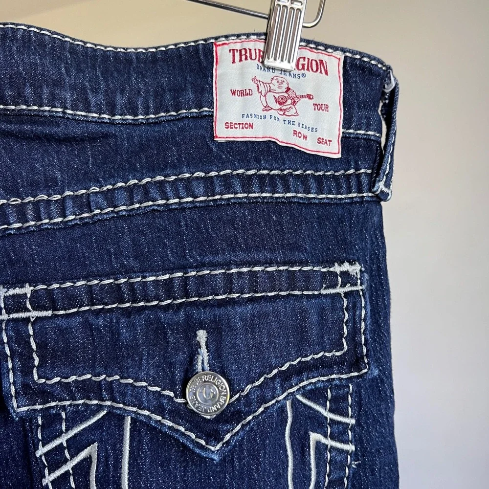 True Religion Ricki Relaxed Straight Jeans Size 33 Super T White Big Stitch Mens